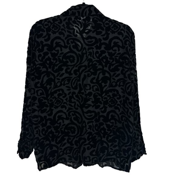Spenser Jeremy Petites Semi Sheet Velvet Paisley Button Down Blouse - Size SP - Picture 2 of 4